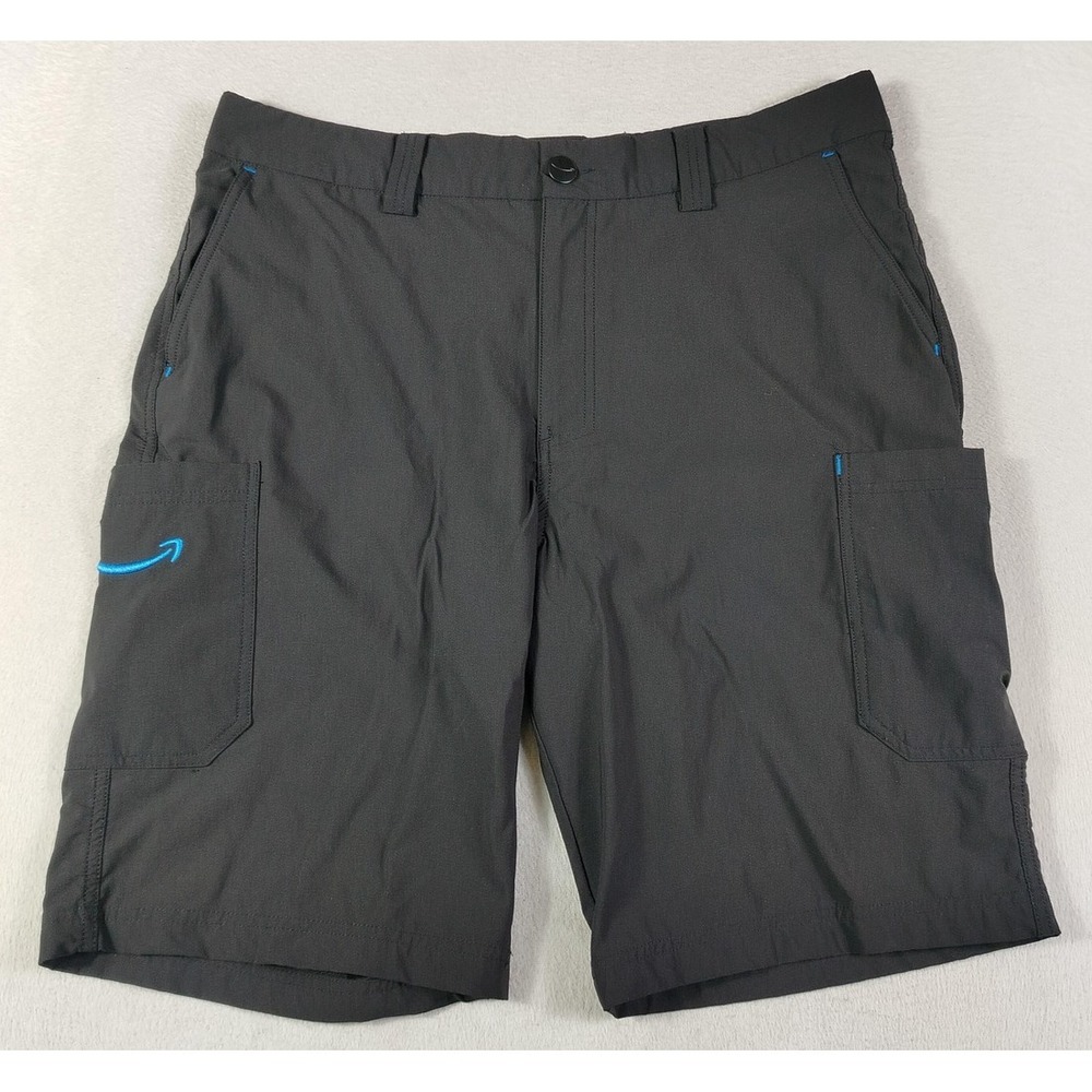 Amazon Employee Cargo Shorts Mens 36 Black Nylon Stretch Logo Pockets Workwear